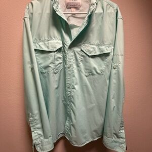 AFTCO Men's Light Blue Casual Button Down Shirt